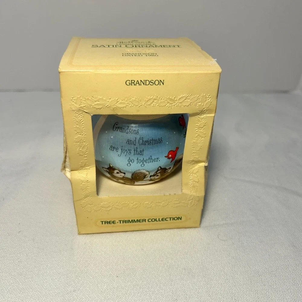 Hallmark Unbreakable Satin Ornament Grandson 1980 Tree Trim Collection Snowman